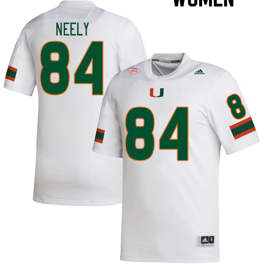 Women #84 Josh Neely Miami Hurricanes College Football Jerseys Stitched-White - Click Image to Close
